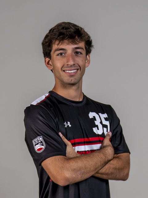 Sky Carrizo, founder of Fixtra, in his college soccer kit